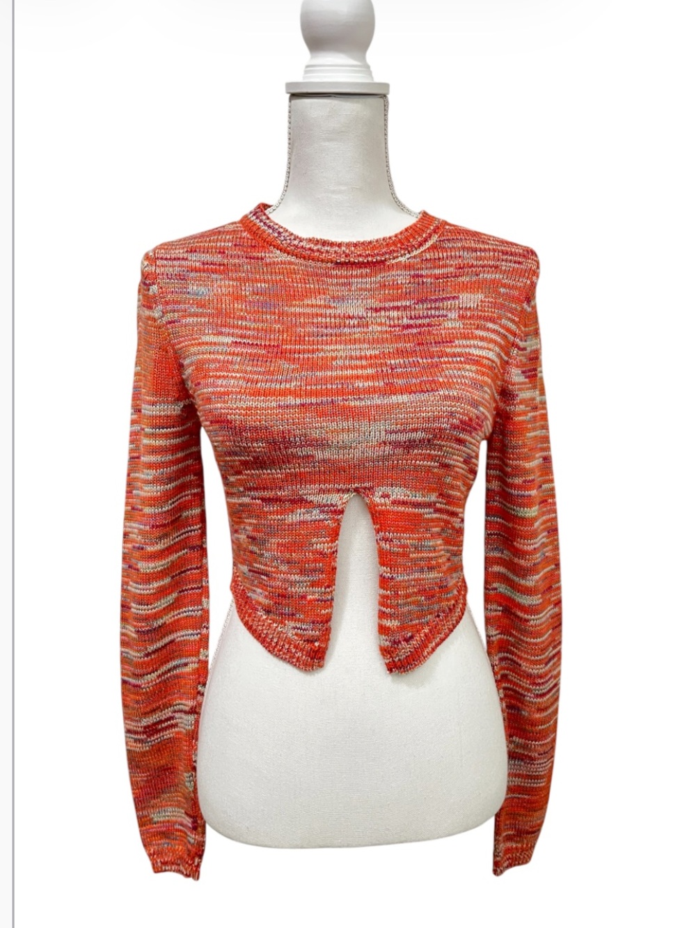 NWT Pretty Garbage Cropped Space Dye Slit Sweater